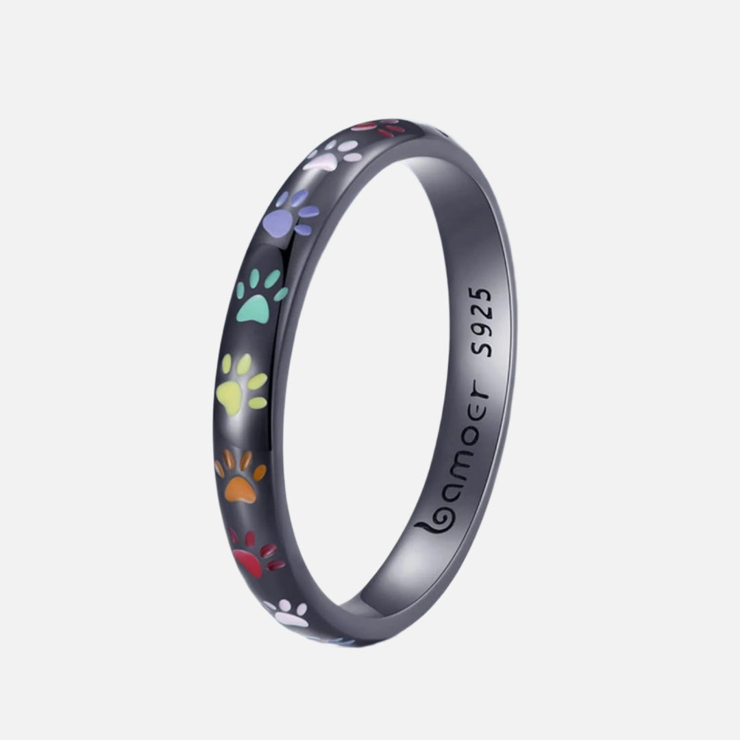 Anillo de plata de ley con huella