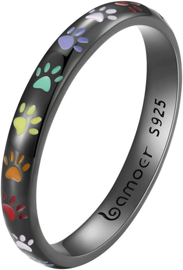 Anillo de plata de ley con huella