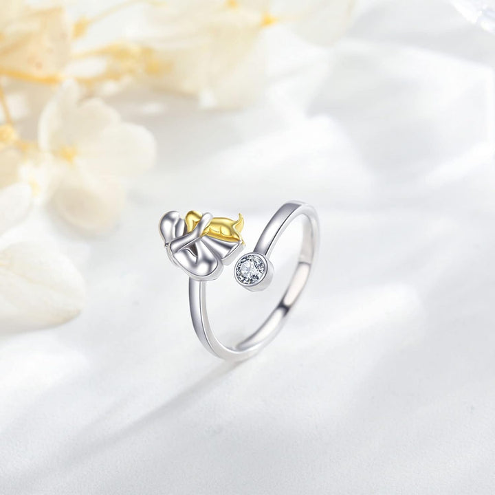 Anillo de plata con perrito y circonitas