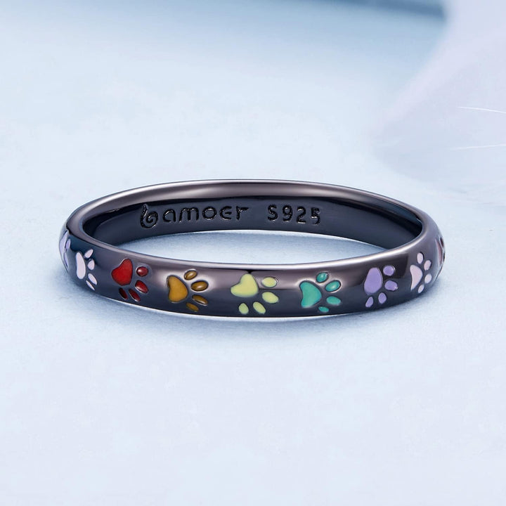 Anillo de plata de ley con huella