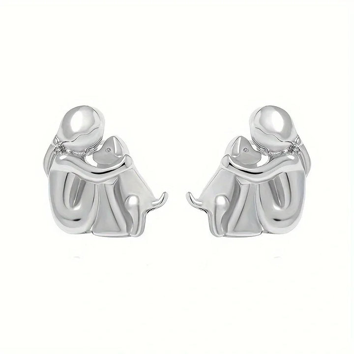 Pendientes Hug bicolor en plata y oro