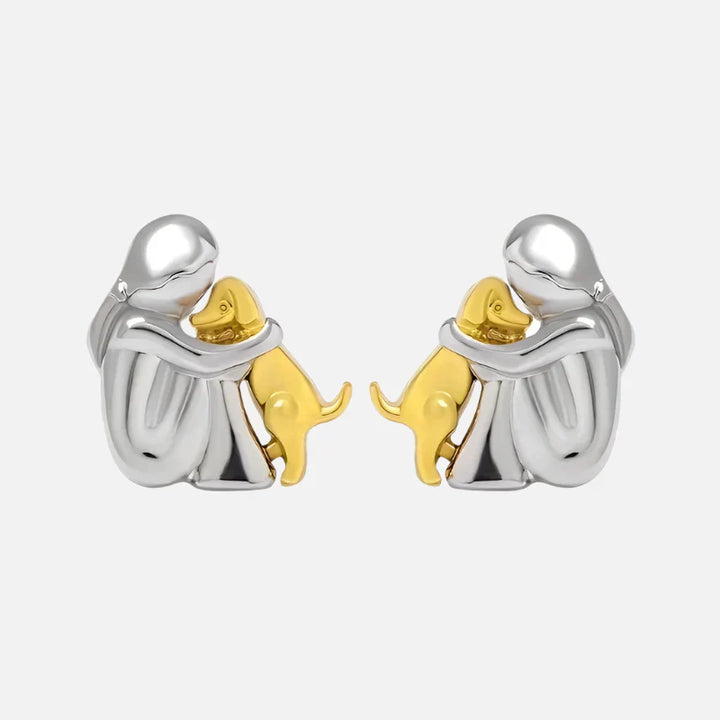 Pendientes Hug bicolor en plata y oro
