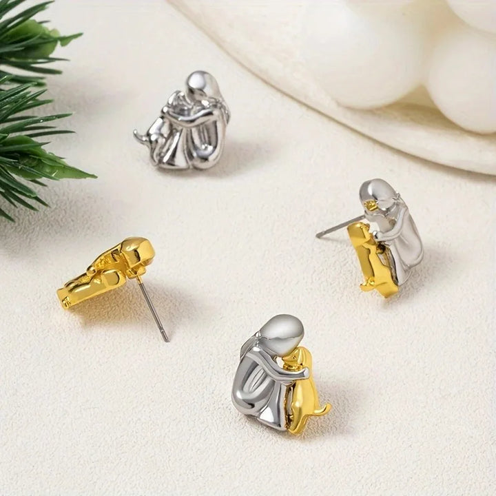 Pendientes Hug bicolor en plata y oro