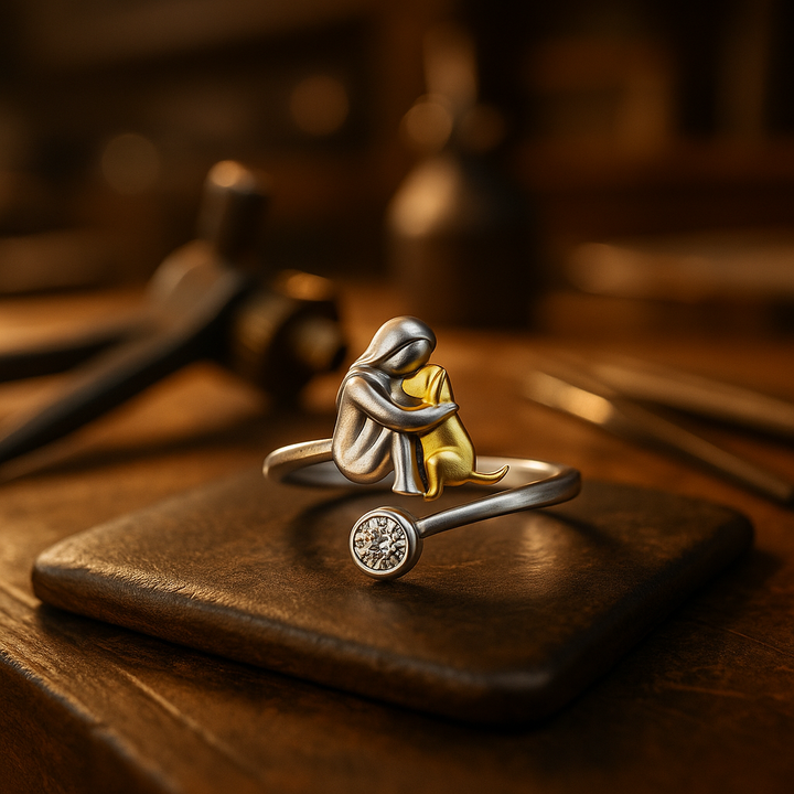 Anillo de plata con perrito y circonitas