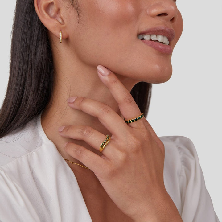 Celia - Anillo estratificado en verde esmeralda