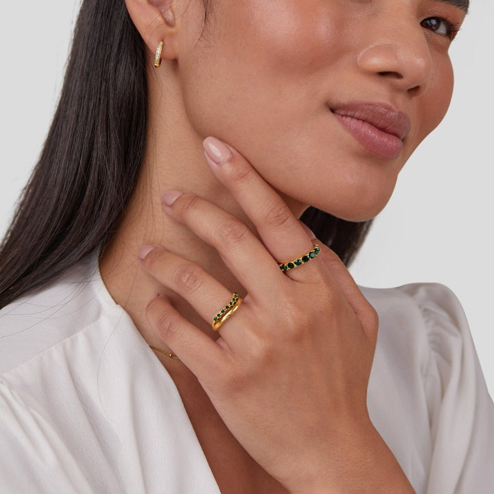Celia - Anillo estratificado en verde esmeralda