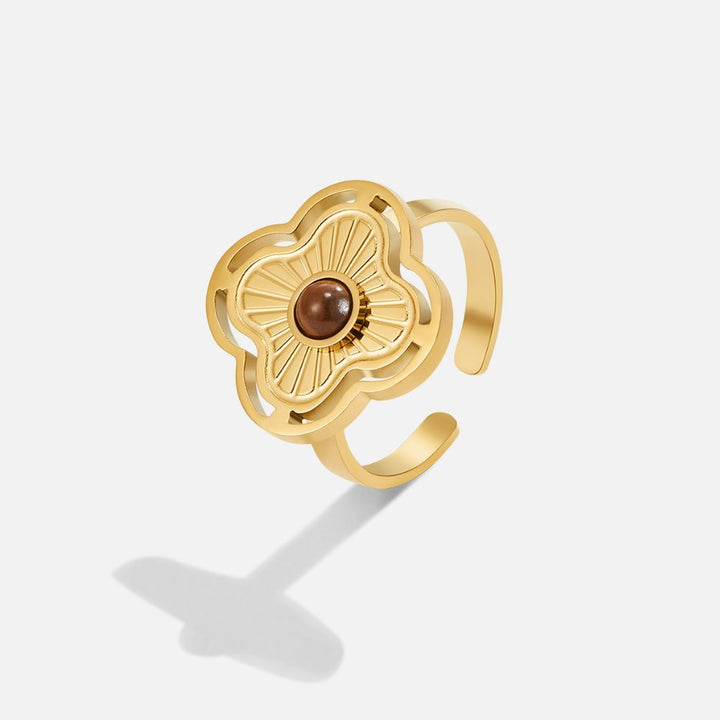 Anillo de flores de la suerte Ojo de Tigre